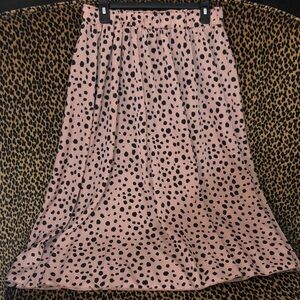 SHEIN Black Tan A-Line Pleated Midi Skirt